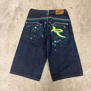 Vintage Y2K Rocawear Baggy Blue Shorts JNCO Style Skater Streetwear Grunge 28